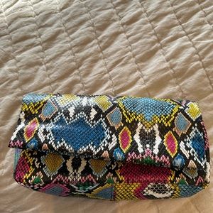 Multicolor snake skin (print) clutch
